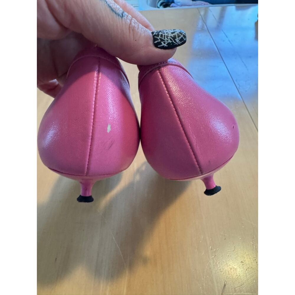 Fornarina Pointed-Toe Pink Leather Kitten Heels with Floral Cutout Detail- 39 - Picture 5 of 8